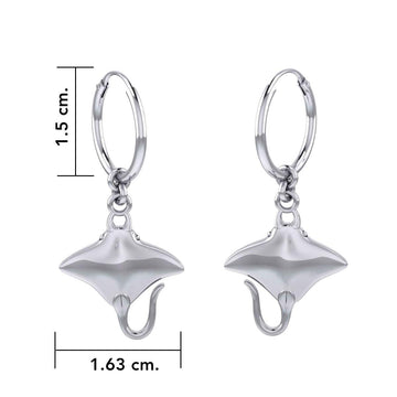 Manta Ray Sterling Silver Hoop Earrings TER2107 - Jewelry